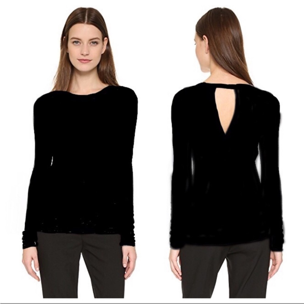 Theory Charcoal Reliah Wool Rib Cut Out Back Top